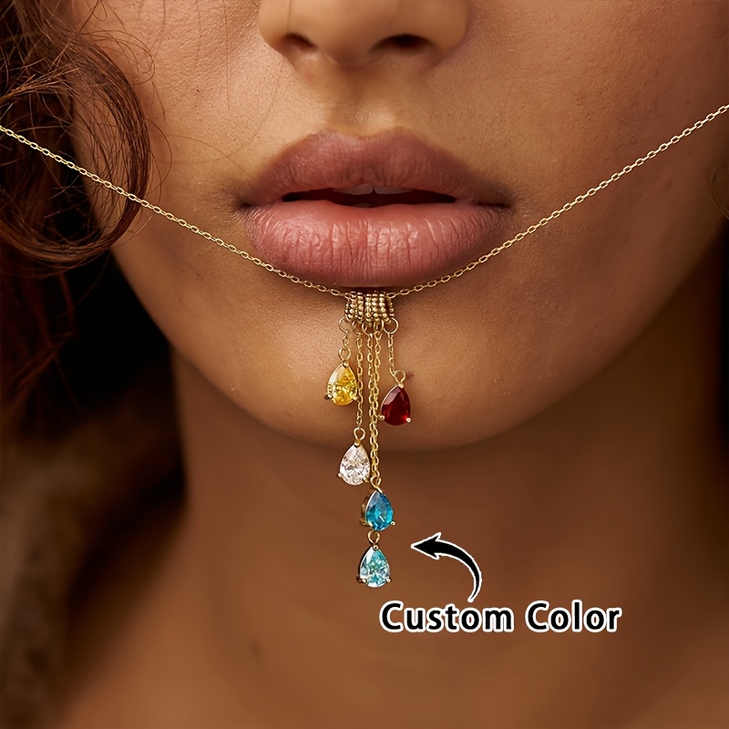Personalized Birthstone Teardrop Tassel Necklace